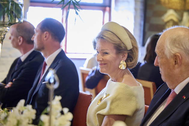 Belgian Royal Couple Visits Norway - Day 2 Queen Mathilde and King Philippe of Belgium visited the Akershus Fortress where they eated with king King Harald V and Queen Sonja and Prince Haakon in Olso, Norway on March 25, 2026, during the second day of the official visit in Norway. Photo by Olivier Polet ABACAPRESS.COM Oslo Norway  Copyright: xPoletxOlivier ABACAx