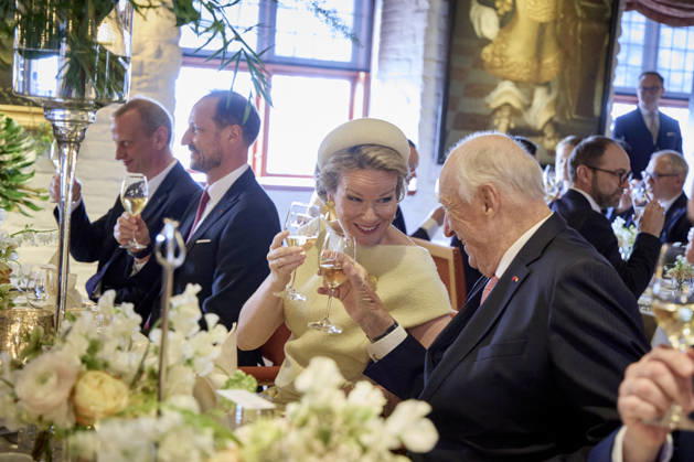 Belgian Royal Couple Visits Norway - Day 2 Queen Mathilde and King Philippe of Belgium visited the Akershus Fortress where they eated with king King Harald V and Queen Sonja and Prince Haakon in Olso, Norway on March 25, 2026, during the second day of the official visit in Norway. Photo by Olivier Polet ABACAPRESS.COM Oslo Norway  Copyright: xPoletxOlivier ABACAx