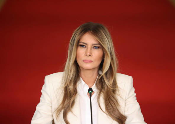 March 25, 2026, Washington Dc, Virginia, USA: US First Lady Melania Trump looks on during the second day of the Fostering the Future Together Global Coalition Summit in the East Room of the White House in Washington, DC, USA, on March 25, 2026. The summit brings together the spouses of world leaders to discuss education and technology. Washington Dc USA  - ZUMAs337 20260325_znp_s337_018 Copyright: xGentxShkullakux