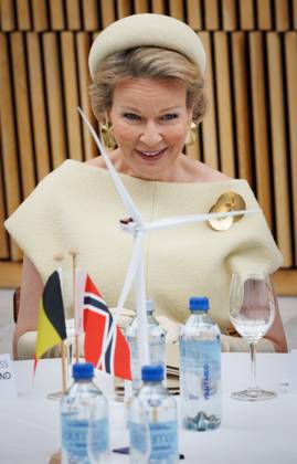 Queen Mathilde of Belgium pictured during a round table discussion at the Norwegian Opera House in Oslo: Harnessing the North Sea: Belgian - Norwegian Offshore Wind Cooperation on day two of the official state visit of the Belgian royal couple to Norway, on Wednesday 25 March 2026. Belgian monarchs are on an official state visit to Norway from 24 to 26 March 2026.  BENOITxDOPPAGNE 168902265