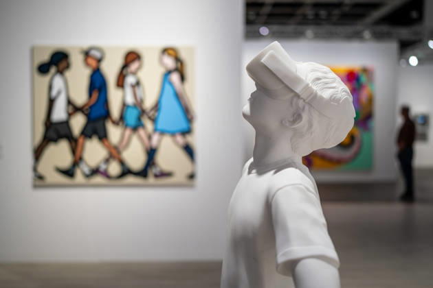 HONGKONG-ART ART-BASEL A statue of a boy wearing a VR headset at Art Basel 2026 in Hong Kong, March 26, 2026. NEXPHER Vernon Yuen HONG KONG
