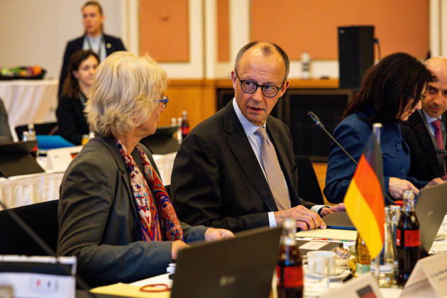 Federal Chancellor Friedrich Merz at the 56 East Minister Presidents Conference in the Rotes Rathaus, 26 3 2026, Rotes Rathaus, Berlin, Germany 0006_mpkost_2026_kreativmedia