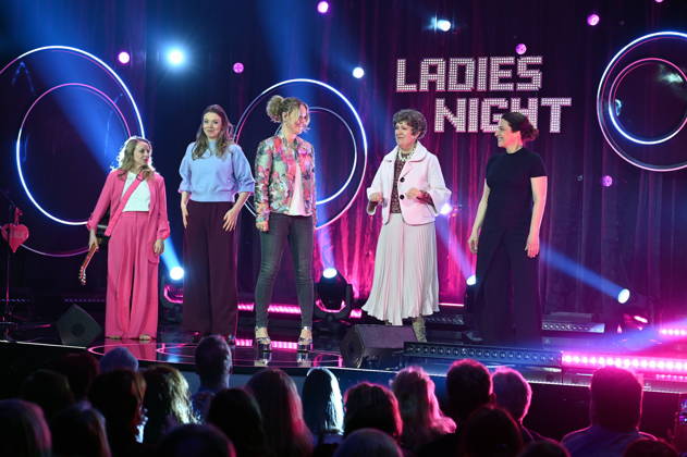 Miss Allie, l r, Victoria Abelmann Brockmann, Lisa Feller, Lioba Albus and Eva Eiselt on stage at the ARD show Ladies Night the only comedy and cabaret show with an all-female cast on German-speaking television Broadcast date 18 04 2026 Das Erste