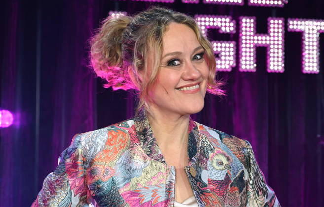 Comedian Lisa Feller as host of the ARD show Ladies Night, the only comedy and cabaret show with an all-female cast on German-speaking television