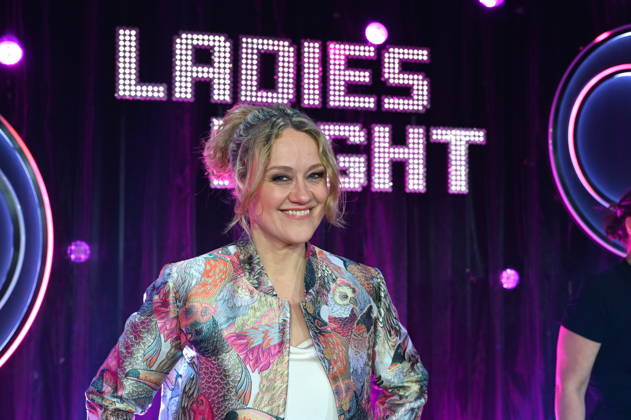Comedian Lisa Feller as host of the ARD show Ladies Night, the only comedy and cabaret show with an all-female cast on German-speaking television