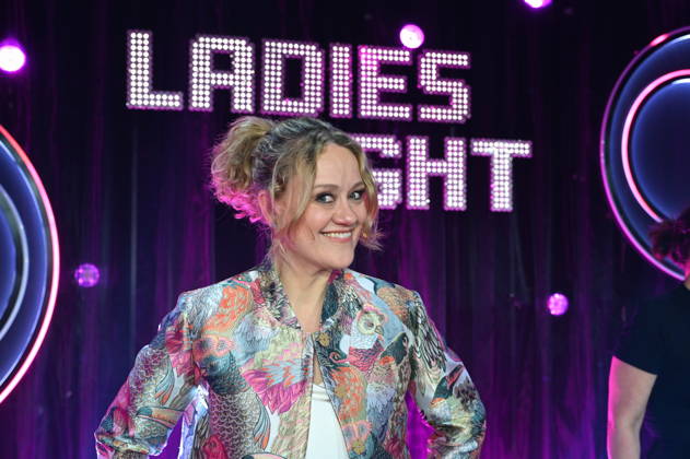 Comedian Lisa Feller as host of the ARD show Ladies Night, the only comedy and cabaret show with an all-female cast on German-speaking television