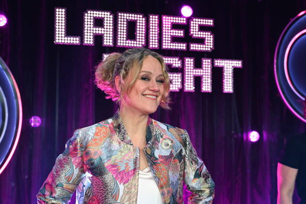 Comedian Lisa Feller as host of the ARD show Ladies Night, the only comedy and cabaret show with an all-female cast on German-speaking television