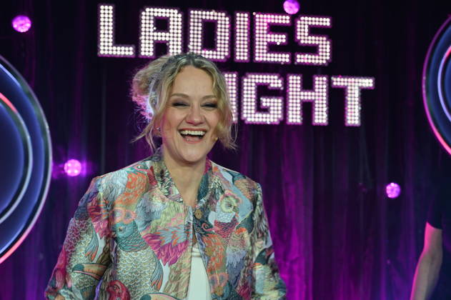 Comedian Lisa Feller as host of the ARD show Ladies Night, the only comedy and cabaret show with an all-female cast on German-speaking television