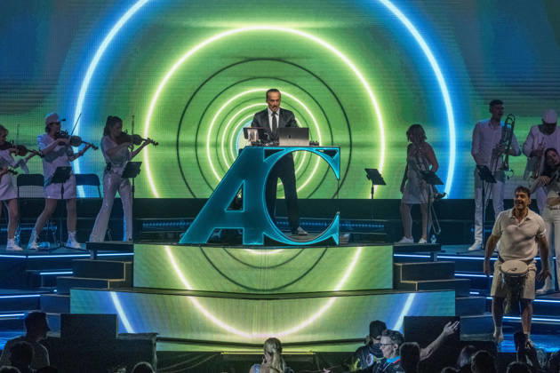 German DJ, composer and producer Alex Christensen on Classical Dance Tour at the quarterback immobilien arena leipzig with the berlin orchestra and singers linda teodosiu and yass Alex Christensen Leipzig