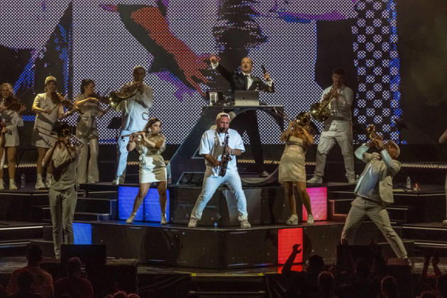 German DJ, composer and producer Alex Christensen on Classical Dance Tour at the quarterback immobilien arena leipzig with the berlin orchestra and singers linda teodosiu and yass Alex Christensen Leipzig