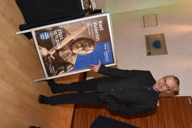Prof Dr Rupert Gebhard Director Gruenwald Castle Munich Gruenwald 26 03 2026 Buergerhaus Roemerschanz Exhibition Opening for the special exhibition Karl Valentin und die Alten Rittersleut in Gruenwald Castle, Branch Museum of the Archaeological State Collection, Photo Munich