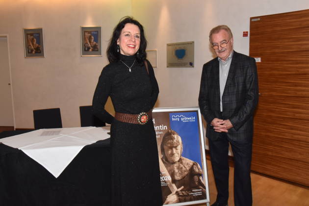Sabine Rinberger Karl Valentin Museum Director Jo Baier Director Munich Gruenwald 26 03 2026 Buergerhaus Roemerschanz Exhibition Opening for the special exhibition Karl Valentin und die Alten Rittersleut in der Burg Gruenwald, Zweigmuseum der Archaeologischen Staatssammlung, Foto Muenchen