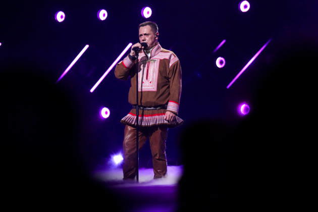 Sami Grand Prix 2016 Kautokeino 20260328 Per Bueng with Liv Slotte during the final of the Sami Grand Prix SGP, in the sports hall in Kautokeino on Saturday evening Sami Grand Prix is an honest Sami song and joke competition that brings together participants from all over Sapmi, spanning Norway, Sweden and Finland Photo Heiko Junge NTB Ka  Copyright: xHeikoxJungex xNTBx