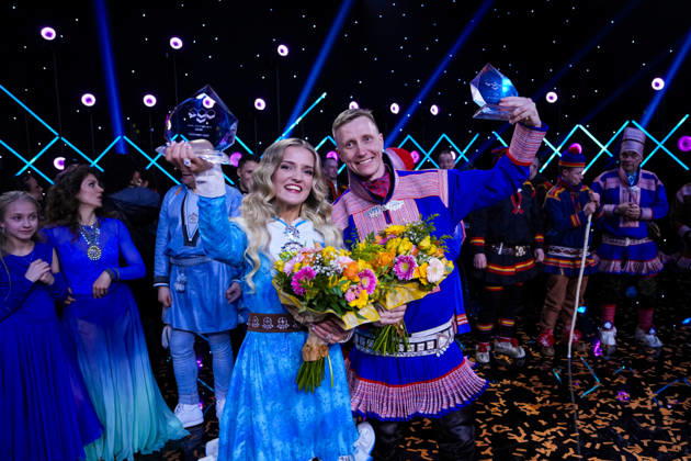 Sami Grand Prix 2016 Kautokeino 20260328 ELLINOR with Du DuÅ¡Å¡i wins the song competition and Niillas Bongo with NaÅ¡Å¡a alddut is the winner of the poetry competition during the final of the Sami Grand Prix SGP, in the sports hall in  Copyright: xHeikoxJungex xNTBx