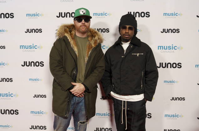 March 28, 2026, Hamilton, On, CAN: Northsidebenji, right, nominated for Rap Album EP of the Year, on the red carpet at the 2026 Juno Awards Gala in Hamilton, Saturday, March 28, 2026. Hamilton CAN - ZUMAc35_ 20260328_zaf_c35_134 Copyright: xPeterxPowerx