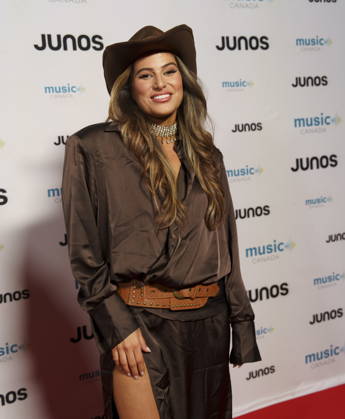 March 28, 2026, Hamilton, On, CAN: Shawnee Kish, nominated for Contemporary Indigenous Artist or Group of the Year, on the red carpet at the 2026 Juno Awards Gala in Hamilton, Saturday, March 28, 2026. Hamilton CAN  - ZUMAc35_ 20260328_zaf_c35_169 Copyright: xPeterxPowerx