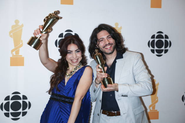 March 28, 2026, Hamilton, On, Canada: Kazdoura pose for photos after winning Global Music Album of the Year during the 2026 Juno Awards Gala in Hamilton, Saturday, March 28, 2026. Hamilton Canada  - ZUMAc35_ 20260328_zaf_c35_182 Copyright: xNickxIwanyshynx