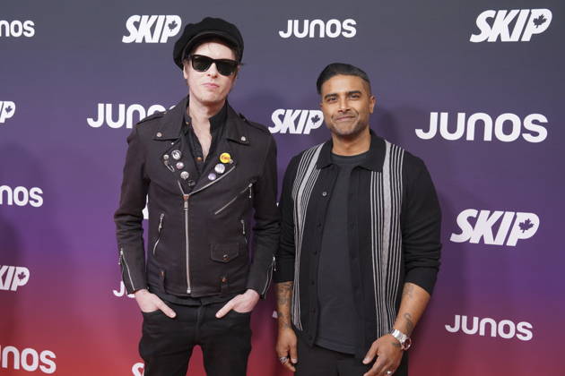 March 29, 2026, Hamilton, On, CANADA: Dave and Cone, Sum 41, pose on the orange carpet at the Junos in Hamilton, Ontario, Canada on Sunday, March 29, 2026. Hamilton CANADA - ZUMAc35_ 20260329_zaf_c35_095 Copyright: xPeterxPowerx