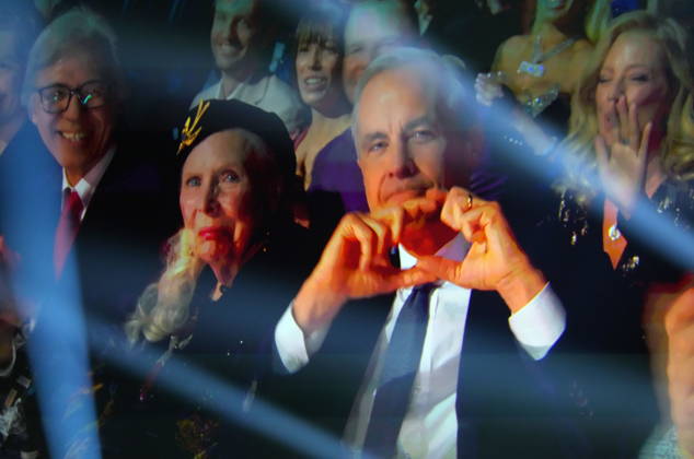 March 29, 2026, Hamilton, On, CANADA: Prime Minister Mark Carney sits with Joni Mitchell in a photo of a live video screen at the 2026 Juno Awards in Hamilton, on Sunday, March 29, 2026. Hamilton CANADA  - ZUMAc35_ 20260329_zaf_c35_215 Copyright: xChrisxYoungx