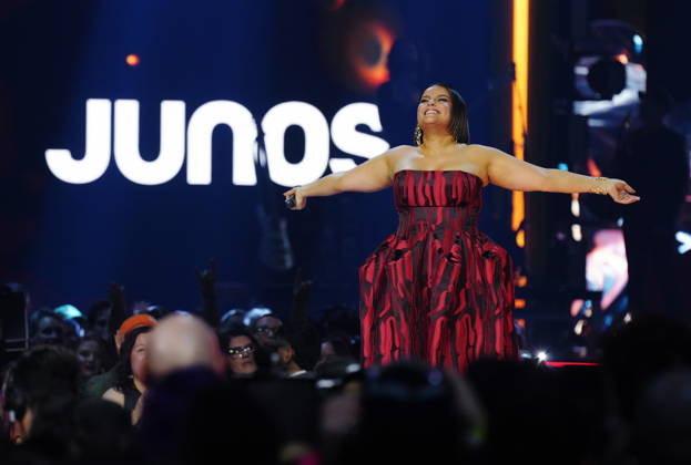 March 29, 2026, Hamilton, On, CANADA: Nelly Furtado speaks after being recognized as the 2026 Canadian Music Hall of Fame inductee at the 2026 Juno Awards in Hamilton, on Sunday, March 29, 2026. Hamilton CANADA  - ZUMAc35_ 20260329_zaf_c35_248 Copyright: xChrisxYoungx