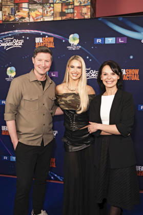 Sascha Rustmeier, Isi Glück and Vanessa Schmit at the preview of the 22nd season of the casting show DSDS 2026 at the 25 hours Hotel Cologne, 01 04 2026 Foto:xT.xNgox xFuturexImagex dsds_6406