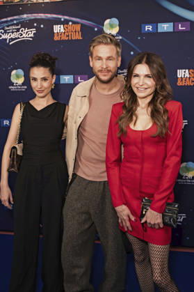 Nadine Menz, Frederic Heidorn and Tabea Heynig at the preview of the 22nd season of the casting show DSDS 2026 at the 25 hours Hotel Cologne, 01 04 2026 Foto:xT.xNgox xFuturexImagex dsds_6430