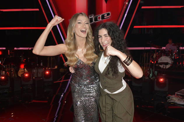 Leony and Marie from Team Leony at the photocall with the finalists and coaches of the 14th season of the TV show The Voice Kids in Studio H Berlin Adlershof Berlin, 03 04 2026 Foto:xM.xBehrensx xFuturexImagex kids_6466