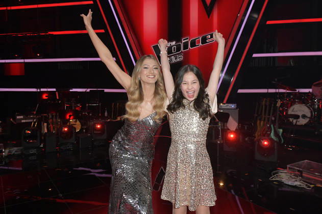 Leony and Angelina from Team Leony at the photocall with the finalists and coaches of the 14th season of the TV show The Voice Kids in Studio H Berlin Adlershof Berlin, 03 04 2026 Foto:xM.xBehrensx xFuturexImagex kids_6473