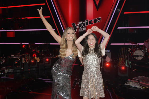 Leony and Angelina from Team Leony at the photocall with the finalists and coaches of the 14th season of the TV show The Voice Kids in Studio H Berlin Adlershof Berlin, 03 04 2026 Foto:xM.xBehrensx xFuturexImagex kids_6474