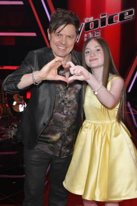 Michael Patrick Kelly and Katelyn from Team Michael Patrick at the photocall with the finalists and coaches of the 14th season of the TV show The Voice Kids at Studio H Berlin Adlershof Berlin, 03 04 2026 Foto:xM.xBehrensx xFuturexImagex kids_6489