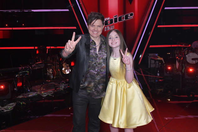 Michael Patrick Kelly and Katelyn from Team Michael Patrick at the photocall with the finalists and coaches of the 14th season of the TV show The Voice Kids at Studio H Berlin Adlershof Berlin, 03 04 2026 Foto:xM.xBehrensx xFuturexImagex kids_6490