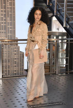 NEW YORK, NY- APRIL 7: Chase Infiniti pictured as the cast of Hulu™s The Testaments to Visit the Empire State Building Ahead of April 8 Premiere on April 7, 2026 in New York City. Copyright: xmpi099 MediaPunchx