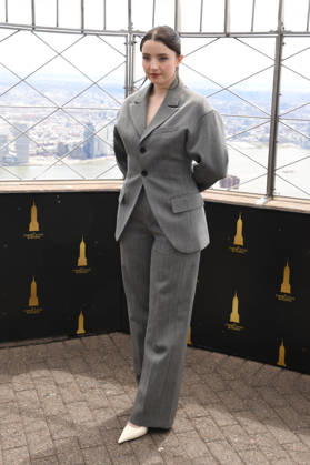NEW YORK, NY- APRIL 7: Lucy Halliday pictured as the cast of Hulu™s The Testaments to Visit the Empire State Building Ahead of April 8 Premiere on April 7, 2026 in New York City. Copyright: xmpi099 MediaPunchx