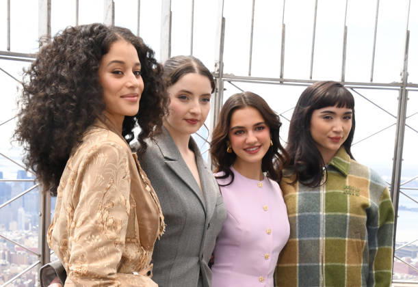 NEW YORK, NY- APRIL 7: Chase Infiniti. Lucy Halliday, Mattea Conforti and Rowan Blanchard pictured as the cast of Hulu™s The Testaments to Visit the Empire State Building Ahead of April 8 Premiere on April 7, 2026 in New York City. Copyright: xmpi099 MediaPunchx