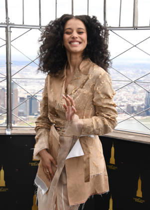 NEW YORK, NY- APRIL 7: Chase Infiniti pictured as the cast of Hulu™s The Testaments to Visit the Empire State Building Ahead of April 8 Premiere on April 7, 2026 in New York City. Copyright: xmpi099 MediaPunchx