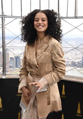 NEW YORK, NY- APRIL 7: Chase Infiniti pictured as the cast of Hulu™s The Testaments to Visit the Empire State Building Ahead of April 8 Premiere on April 7, 2026 in New York City. Copyright: xmpi099 MediaPunchx