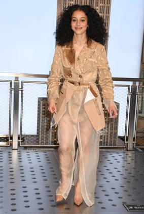 NEW YORK, NY- APRIL 7: Chase Infiniti pictured as the cast of Hulu™s The Testaments to Visit the Empire State Building Ahead of April 8 Premiere on April 7, 2026 in New York City. Copyright: xmpi099 MediaPunchx