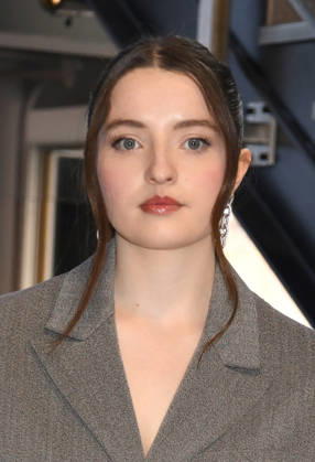 NEW YORK, NY- APRIL 7: Lucy Halliday pictured as the cast of Hulu™s The Testaments to Visit the Empire State Building Ahead of April 8 Premiere on April 7, 2026 in New York City. Copyright: xmpi099 MediaPunchx