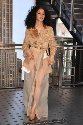 NEW YORK, NY- APRIL 7: Chase Infiniti pictured as the cast of Huluâ€⠢s â€oeThe Testaments†to Visit the Empire State Building Ahead of April 8 Premiere on April 7, 2026 in New York City. Credit: AdMedia New York City USA - ZUMAa123 20260407_zaa_a123_050 Copyright: xJohnxFyckex