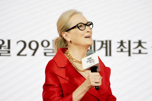 The Devil Wears Prada 2 press conference in Seoul SEOUL, SOUTH KOREA - APRIL 08: Meryl Streep speaks during a press conference for the movie The Devil Wears Prada 2 at Four Seasons Hotel on April 08, 2026 in Seoul, South Korea. Hwawon Lee Anadolu Seoul South Korea. Editorial use only. Please get in touch for any other usage. Copyright: x2026xAnadoluxHwawonxLeex
