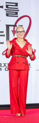 Meryl Streep, Apr 8, 2026 : Actress Meryl Streep at a press conference for the comedy drama film The Devil Wears Prada 2 in Seoul, South Korea. aflo_326274521