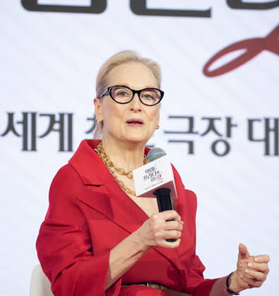 Meryl Streep, Apr 8, 2026 : Actress Meryl Streep at a press conference for the comedy drama film The Devil Wears Prada 2 in Seoul, South Korea. aflo_326274936