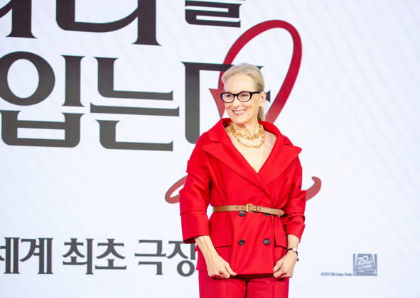 Meryl Streep, Apr 8, 2026 : Actress Meryl Streep at a press conference for the comedy drama film The Devil Wears Prada 2 in Seoul, South Korea. aflo_326274683