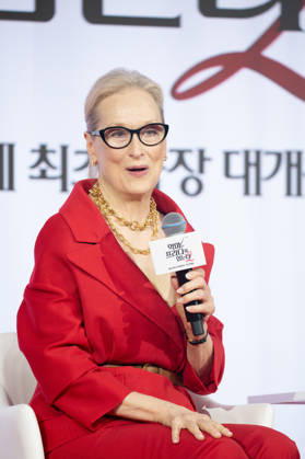 Meryl Streep, Apr 8, 2026 : Actress Meryl Streep at a press conference for the comedy drama film The Devil Wears Prada 2 in Seoul, South Korea. aflo_326274715