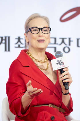 Meryl Streep, Apr 8, 2026 : Actress Meryl Streep at a press conference for the comedy drama film The Devil Wears Prada 2 in Seoul, South Korea. aflo_326274765
