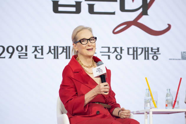 Meryl Streep, Apr 8, 2026 : Actress Meryl Streep at a press conference for the comedy drama film The Devil Wears Prada 2 in Seoul, South Korea. aflo_326274808