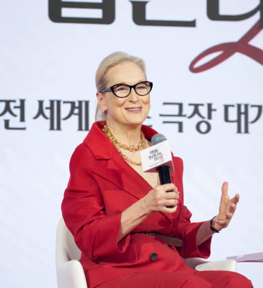 Meryl Streep, Apr 8, 2026 : Actress Meryl Streep at a press conference for the comedy drama film The Devil Wears Prada 2 in Seoul, South Korea. aflo_326274875