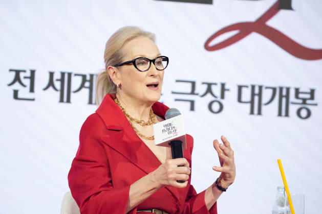 Meryl Streep, Apr 8, 2026 : Actress Meryl Streep at a press conference for the comedy drama film The Devil Wears Prada 2 in Seoul, South Korea. aflo_326274905