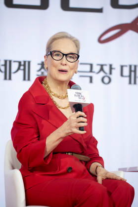 Meryl Streep, Apr 8, 2026 : Actress Meryl Streep at a press conference for the comedy drama film The Devil Wears Prada 2 in Seoul, South Korea. aflo_326275106