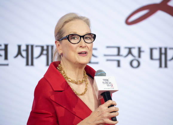 Meryl Streep, Apr 8, 2026 : Actress Meryl Streep at a press conference for the comedy drama film The Devil Wears Prada 2 in Seoul, South Korea. aflo_326275134
